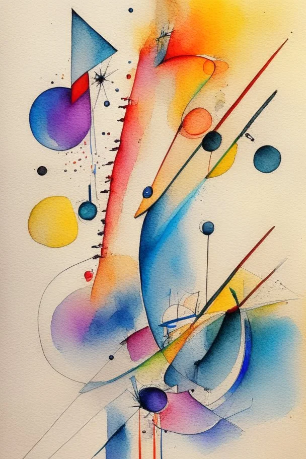 Abstract watercolour art in the style of Kandinsky. sketchy pencil outlines