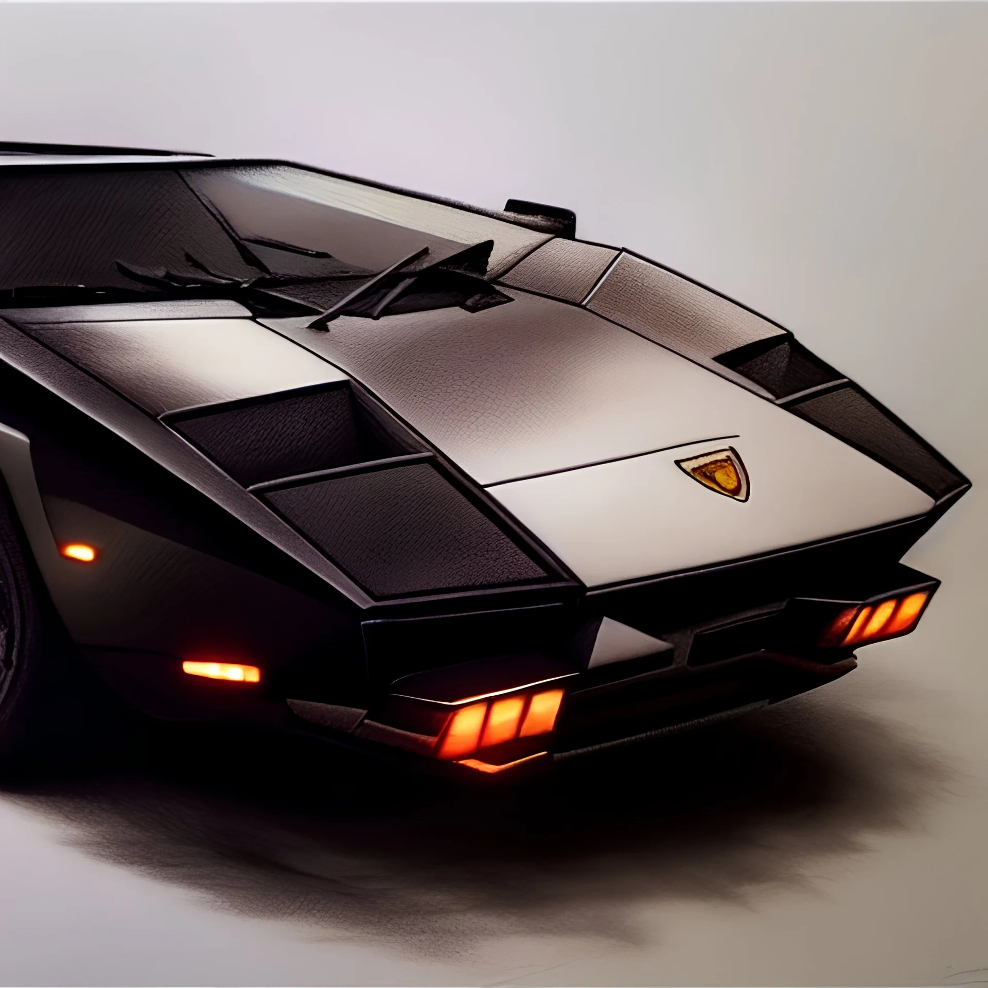 hyperrealism Drawing of 'Lamborghini Countach' by gaston bussiere, greg rutkowski, yoji shinkawa, yoshitaka amano, tsutomu nihei, donato giancola, tim hildebrandt,oil on canvas, cinematic composition,Sharp detail,extreme detail,fit full head inside picture,16k