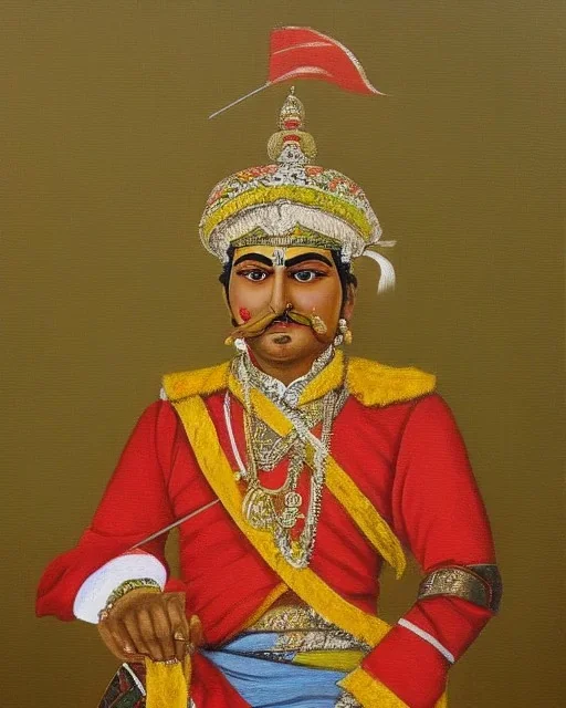 portrait of maharana pratap, detailed, oil painting