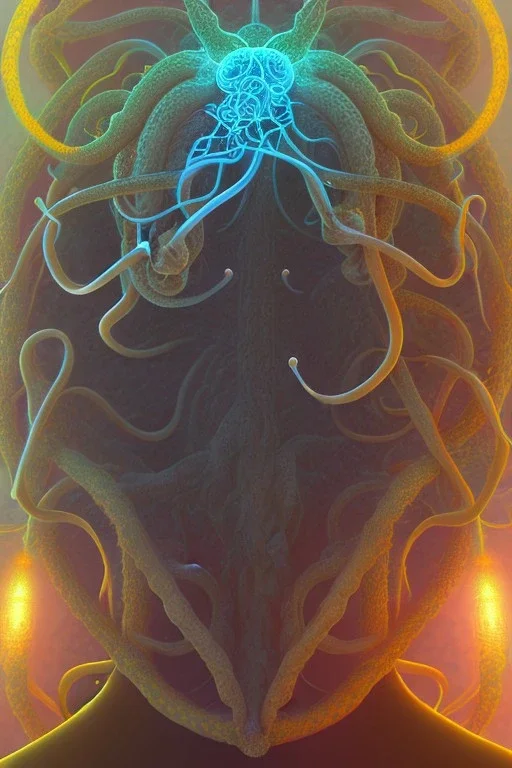 Spiritual being with Tentacles wrapping around brain cells