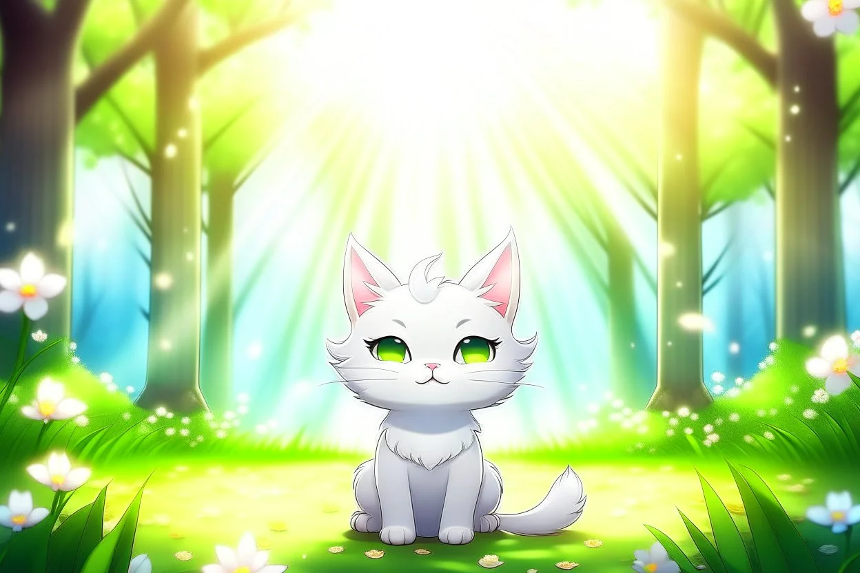 cute anime chibi cat in magnolia forest in sunshine Weight:1 heavenly sunshine beams divine bright soft focus holy in the clouds Weight:0.9