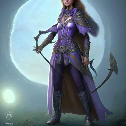 D&D character, female, vampire, druid, nature, tan skin, purple galaxy cloak