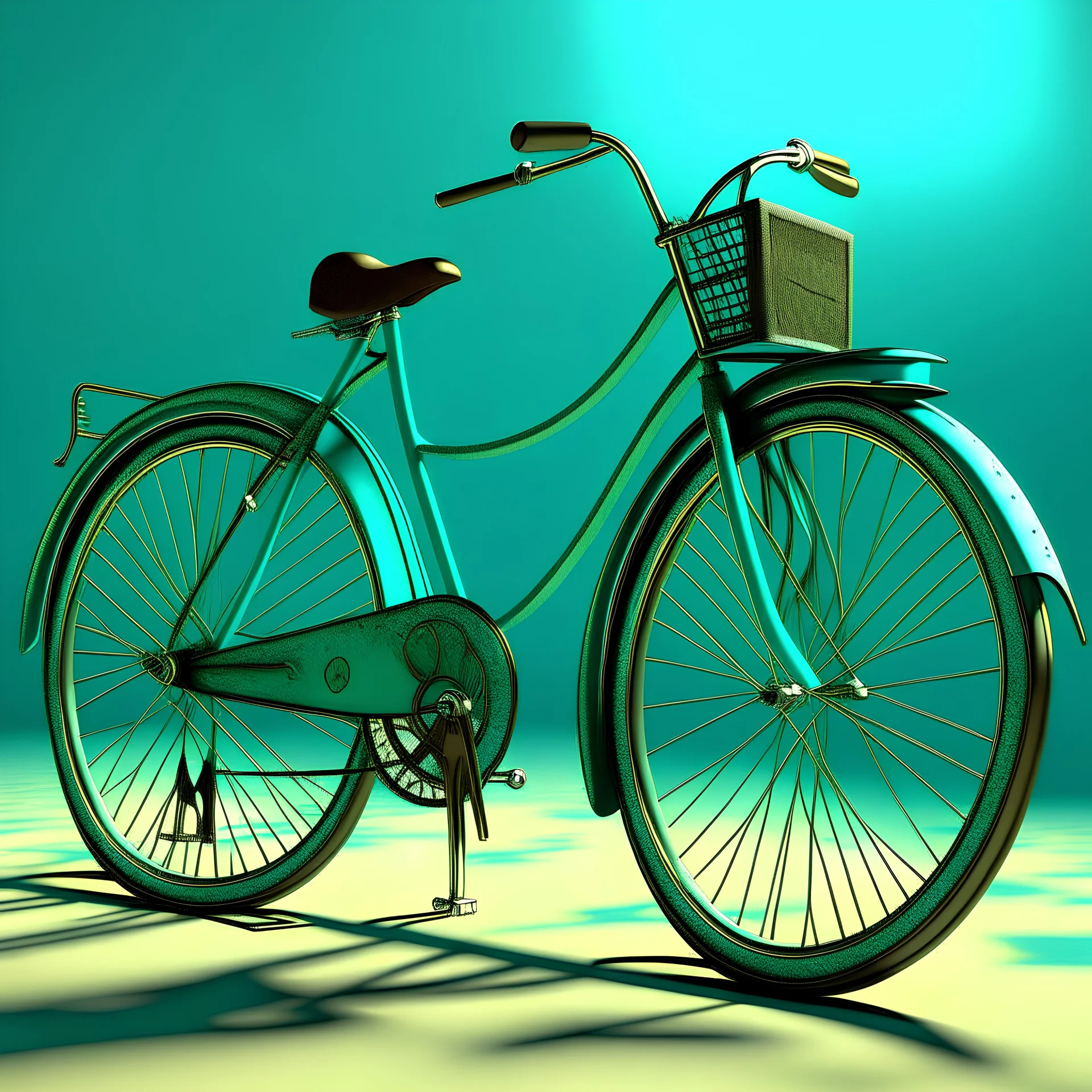 - Prompt 2: Highlight a vintage cruiser bicycle in a vibrant teal color, featuring a glossy paint finish that shimmers in the simulated sunlight. The metallic bell attached to the handlebars adds a touch of whimsical charm, casting a delicate shadow along the frame. Reflective pedals catch the ambient light, enhancing the overall realism of the composition.