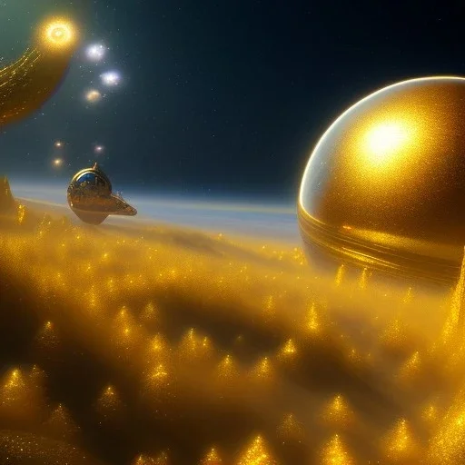 beautiful cosmic transparent golden landscape very etheric and cosmic, delicate colors, ultra sharp focus, 8k, unreal engine 5, extremely sharp detail, light effect, soft light atmosphere, smooth, full of details