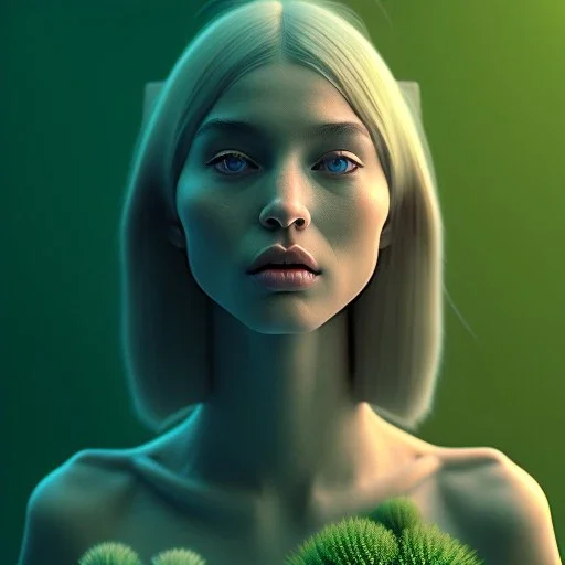 plant girl, digital art, octane render, redshift render,ambient lighting