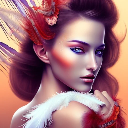 beautiful women with feathers