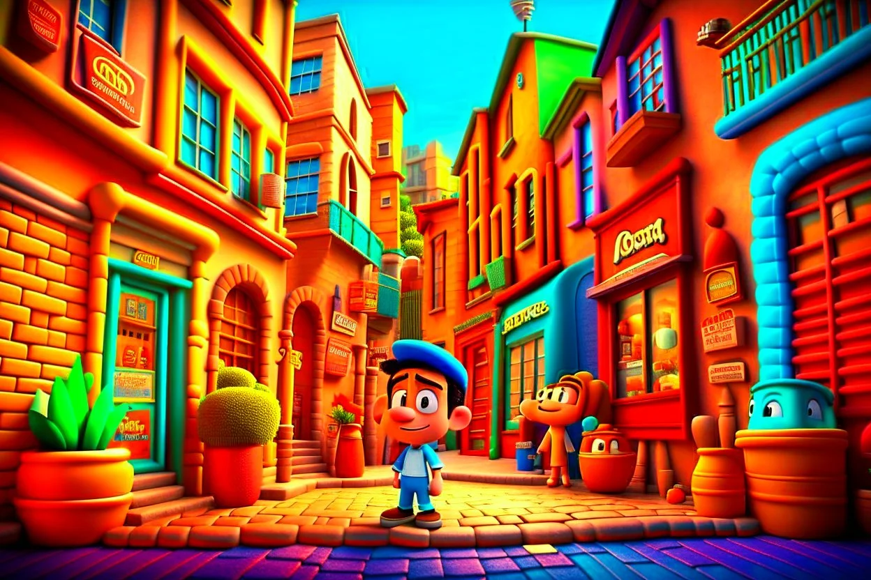 (best quality, masterpiece:1.6), 3d cartoon, cute cartoon,disney cartoon,(masterpiece, best quality),People looking for maps all over street,Well-guarded buildings and tribes haunting alleys