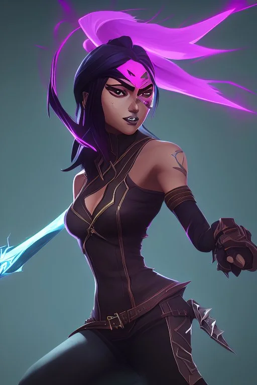 Akali from league of legends in black gotta