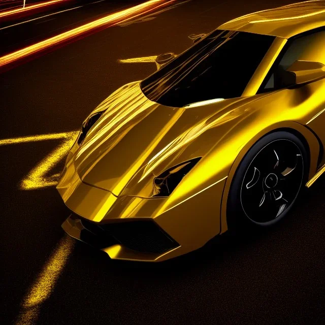 gold lamborgini at the night city, beautiful color, RTX, TXXA, SSAO, High quality,hyperrealistic, cinematic, Super detailed, Anti-Aliasing,Full color, HDR,4k