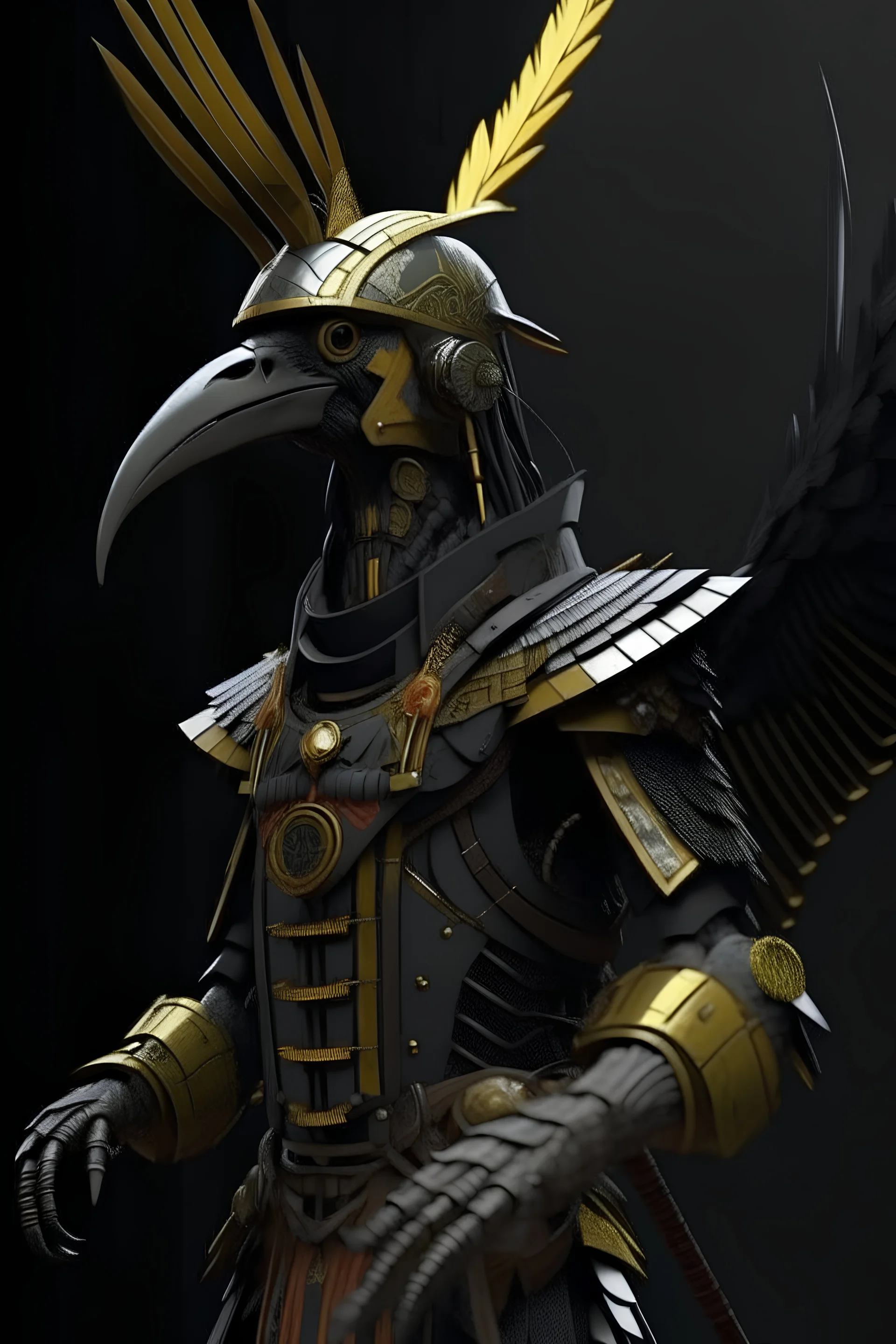 cyberpunk hornbill indonesia, standing, weapon, helmet army, 8k, realistic, full body raw, culture indonesia