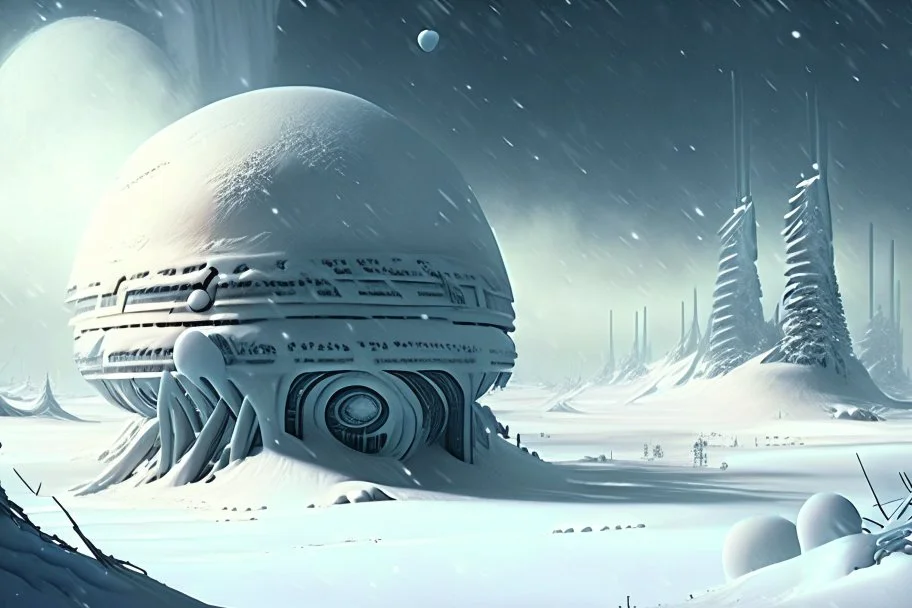 Alien Winter World, Colony, Building, Blizzard, Distant Alien Planets, Snowy