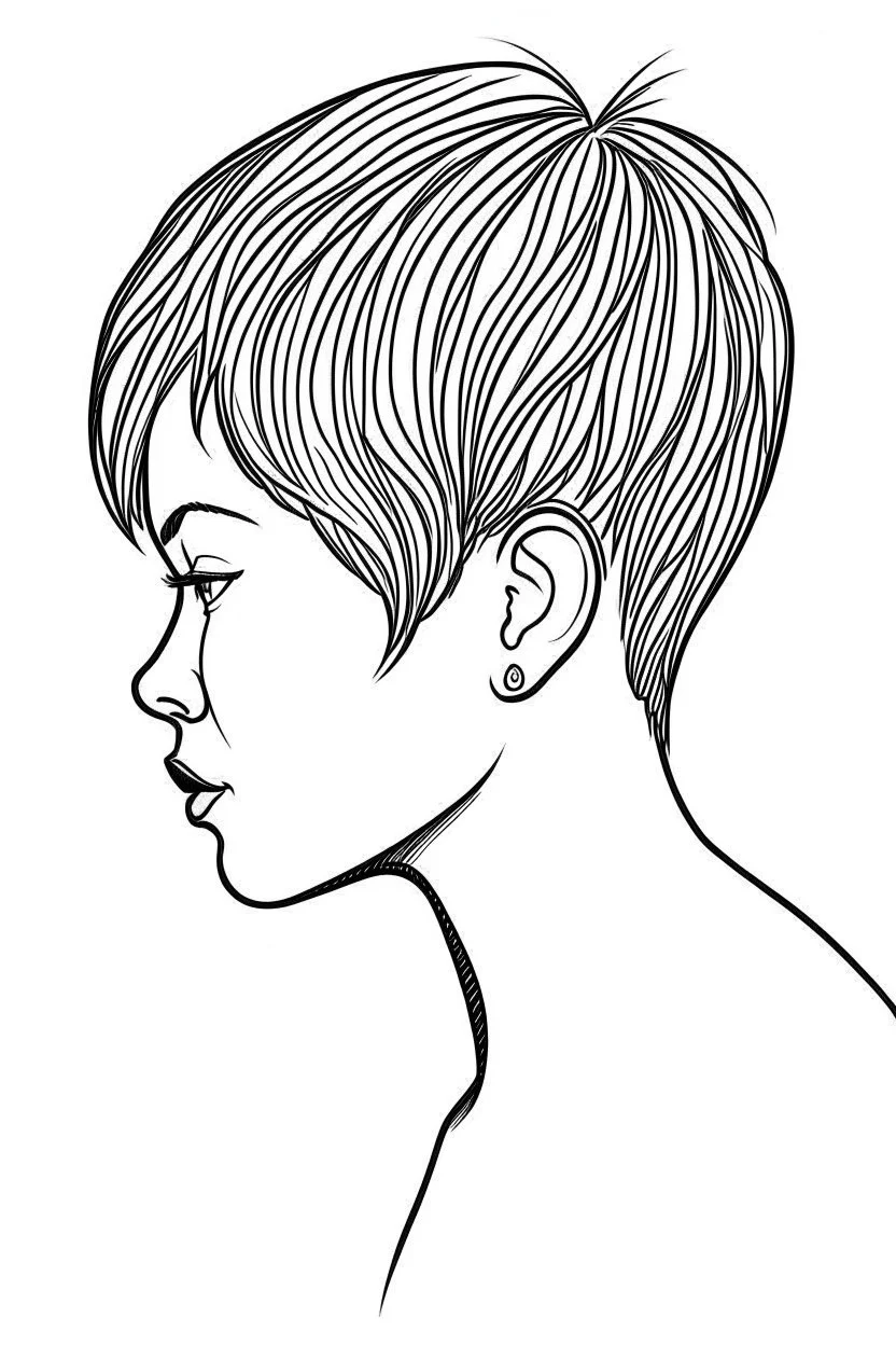 Outline of female body with short hair