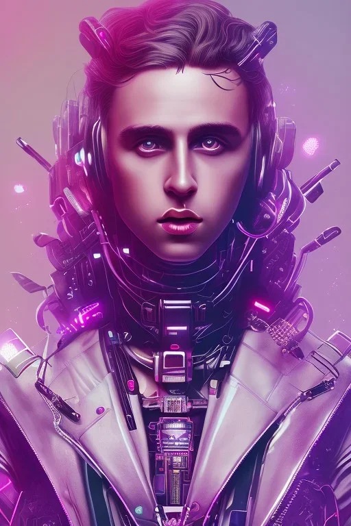 Singer Danish MØ cute in style cyberpunk, purple tones, high lighting