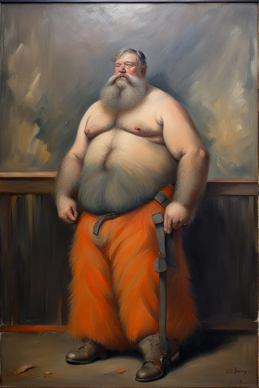 Big hairy man.19th painting