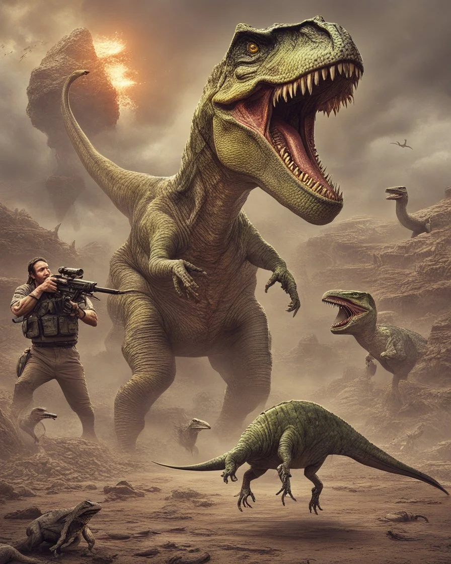 War between dinosaurs and aliens