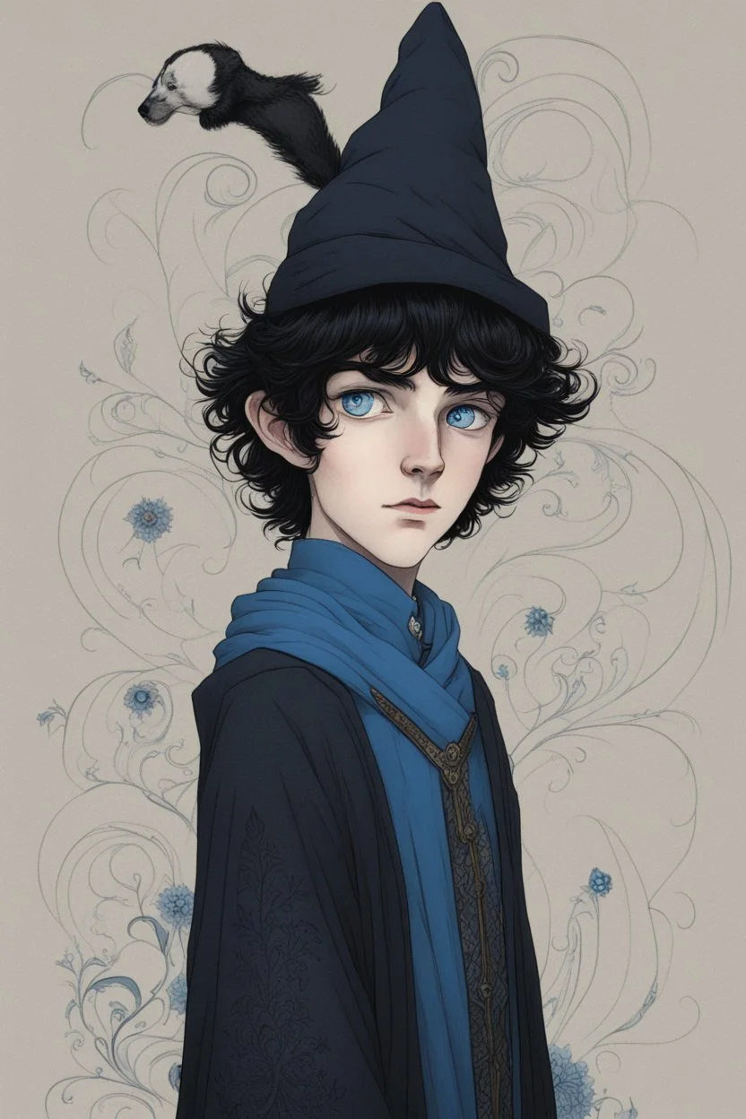 black hair freckles blue eyes young wizard beardsley