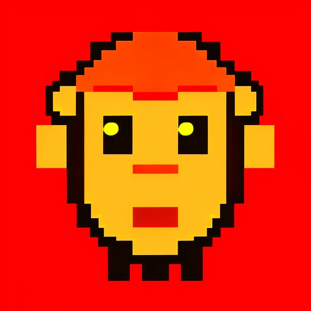 Make it look like a cartoon monkey with a hat on pixelated