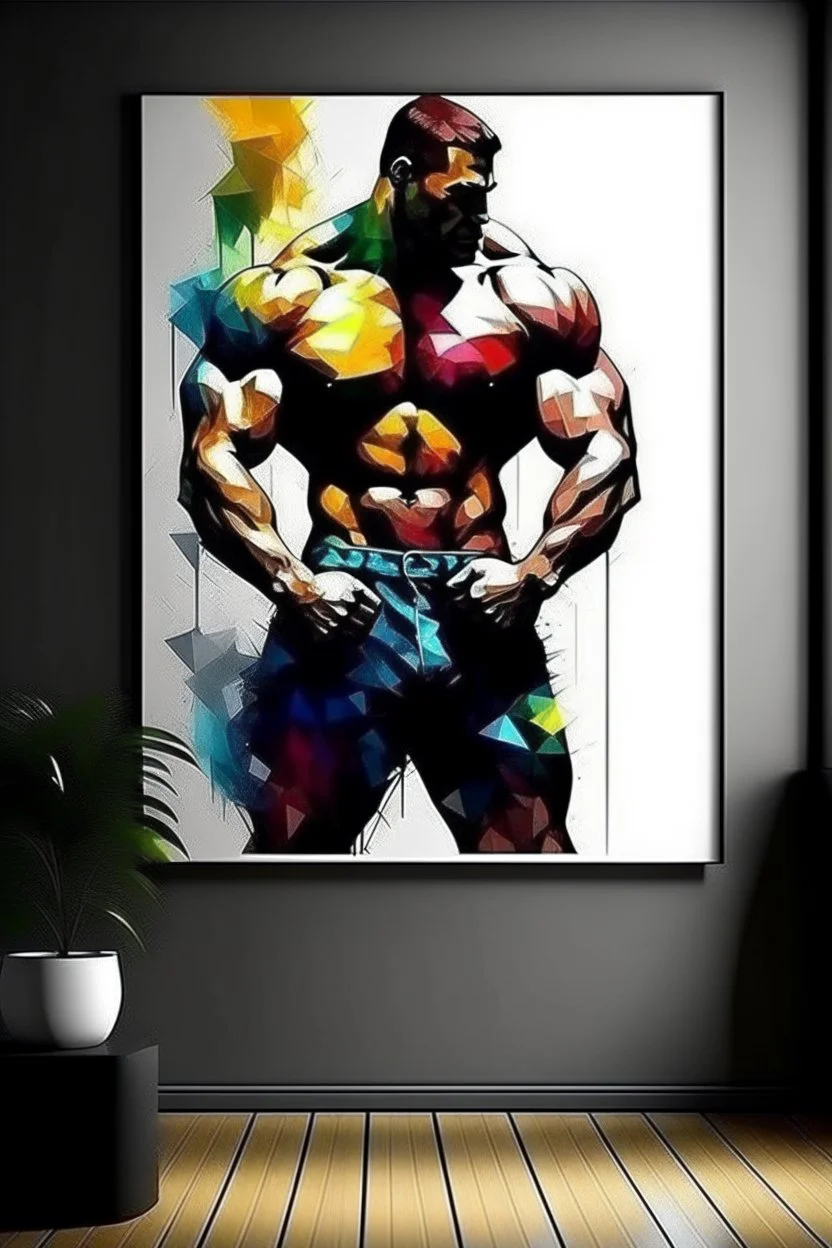 man wall art bodybuilder body profile