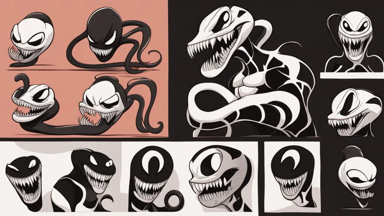 Rubberhose cartoon venom character