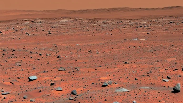 A Tesla's 'Model S Plaid' is racing at top speed, across the 'Cydonia' region, on planet Mars. CINEMATIC. WIDE ANGLE LENS.