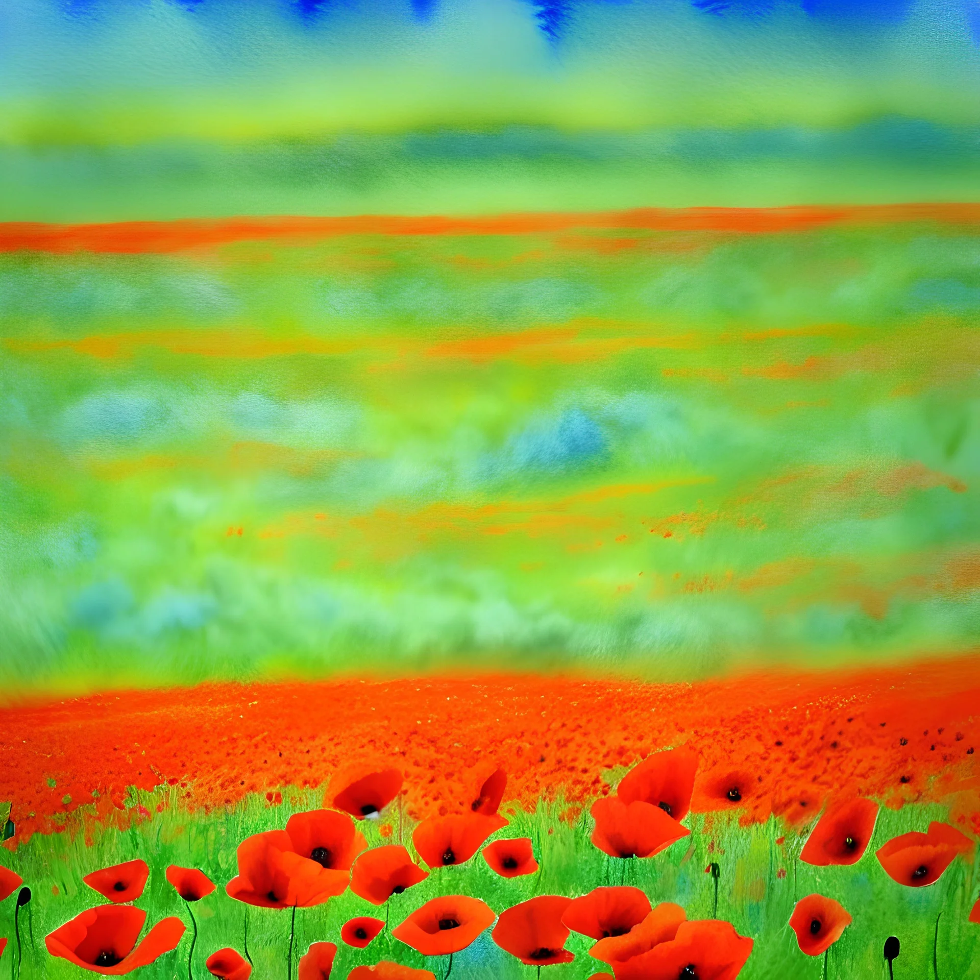 poppy field in the style of a watercolour