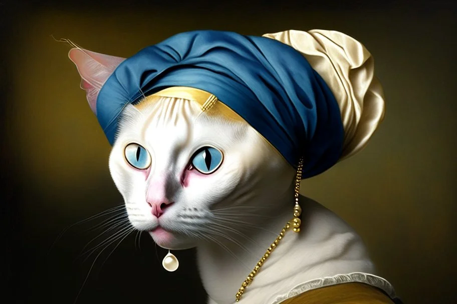 cat with pearl earring, vermeer