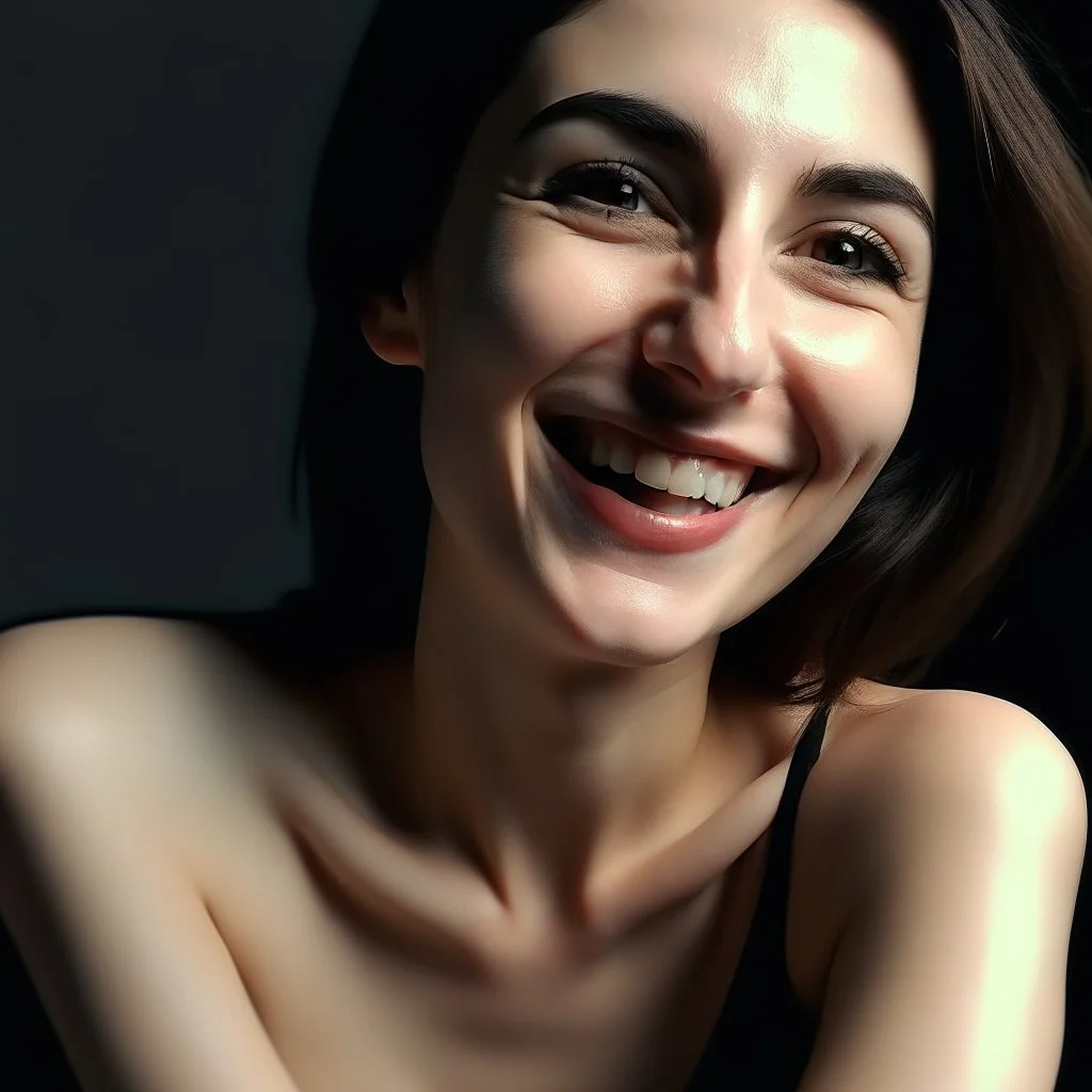 model has abnormallly large smile