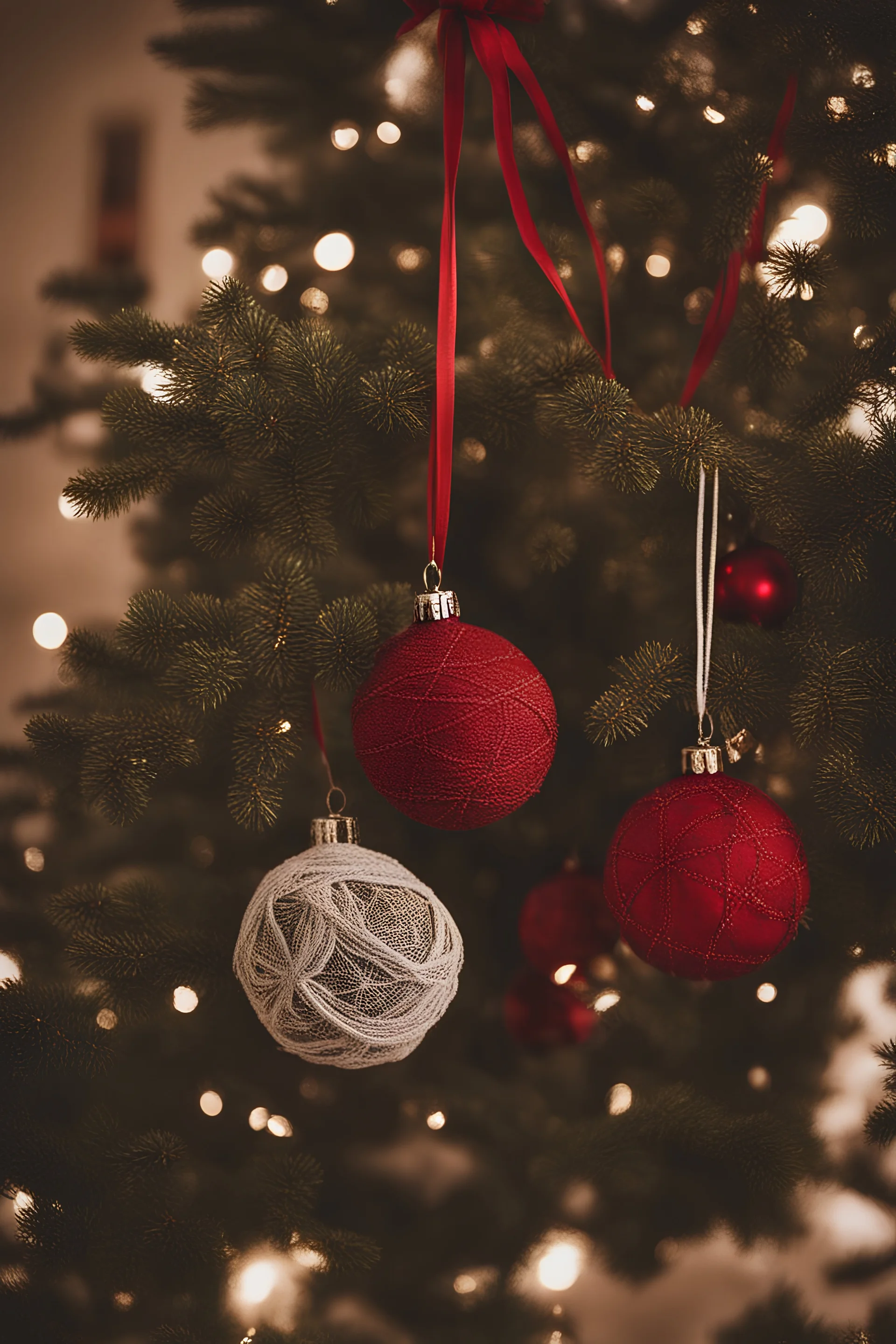 A piece of cloth hanging in the Christmas atmosphere