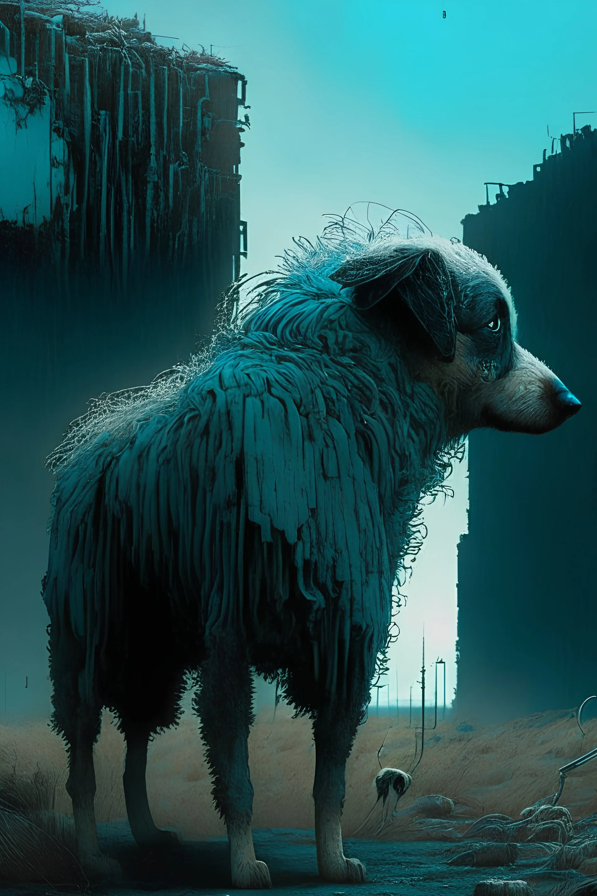 dog sheep skunk,greg rutkowski laurie greasley beksinski artstation, hyperrealist, cinema 4 d, 8 k highly detailed