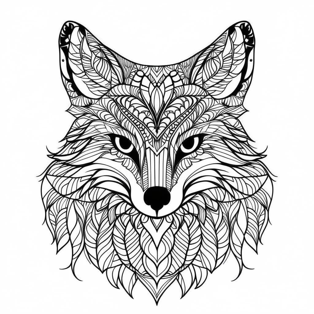 fox, realistic, coloring page, Animal, mandala, only draw lines, coloring book, clean line art, wildlife-inspired, kid style, –no sketch, color, –ar 3:4, white background, minimalistic black lines, 8k, minimal black color, low level black colors, coloring page, use pure black and white colors, avoid thick black colors, thin black line art, avoid colors, perfect shape, perfect clear lines, clear edges, fill total edges, exact perfect edges, not use black colors, dont use black colors