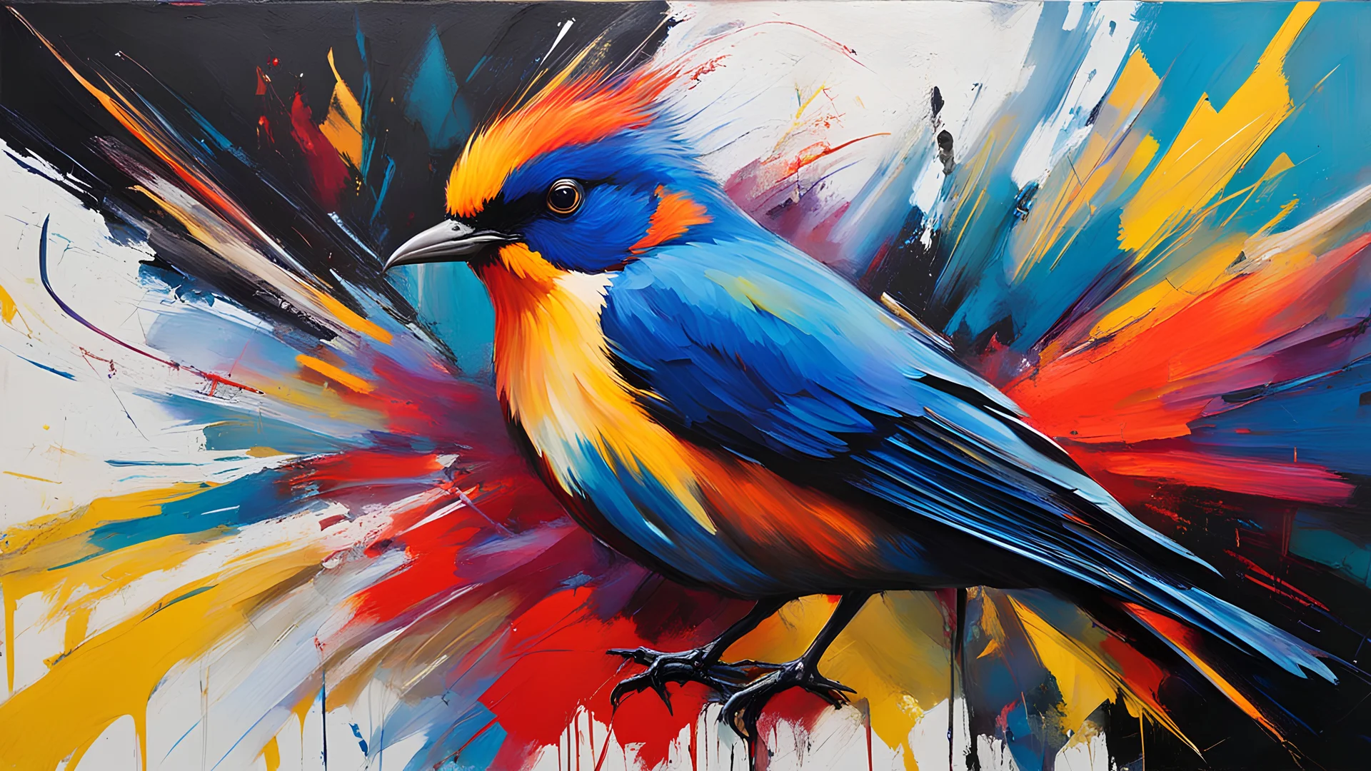 abstract expressionist painting of an award-winning photo of an (bird | animal | bug ), hyperrealistic zhibi, energetic brushwork, bold colors, abstract forms, expressive, emotional