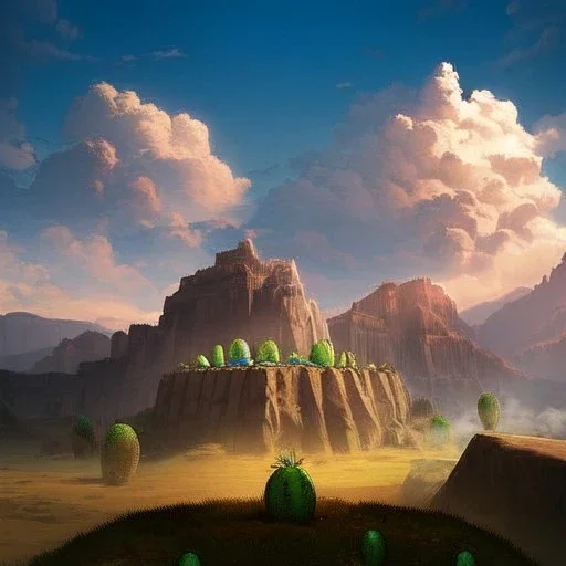 anime real life like cactus in the desert in arizona, grand canyon,anime, storm clouds in the background, medium size cactus