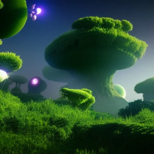 scifi landscape,herbivore alien animals that graze lighting plants, flovers, another planet in sky, , 8k resolution, dynamic lighting, ultra hyperdetailed, Unreal Engine 5, ultra colourful, very small details