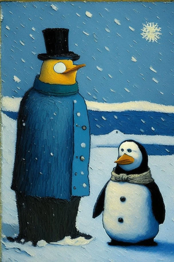 penguin and snowman by van gogh