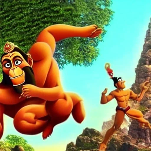 Hanuman ji flying threw lanka ultra realistic from animated movie hanuman