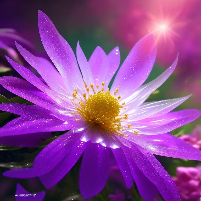 one big crystal subtle flower in a galactic ambiance with a very little beautiful fairy, transparent petals, delicate colors, in the foreground, full of details, smooth, bright sunshine，soft light atmosphere, light effect，vaporwave colorful, concept art, smooth, extremely sharp detail, finely tuned detail, ultra high definition, 8 k, unreal engine 5, ultra sharp focus