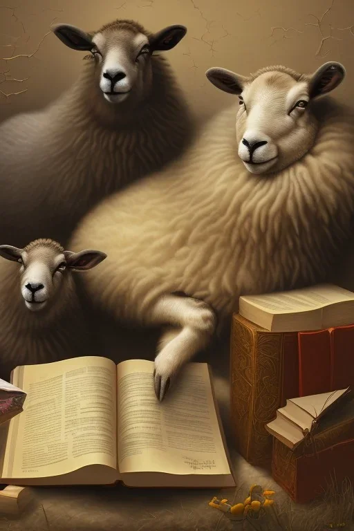 black sheep reads a book, sheep herd sleep