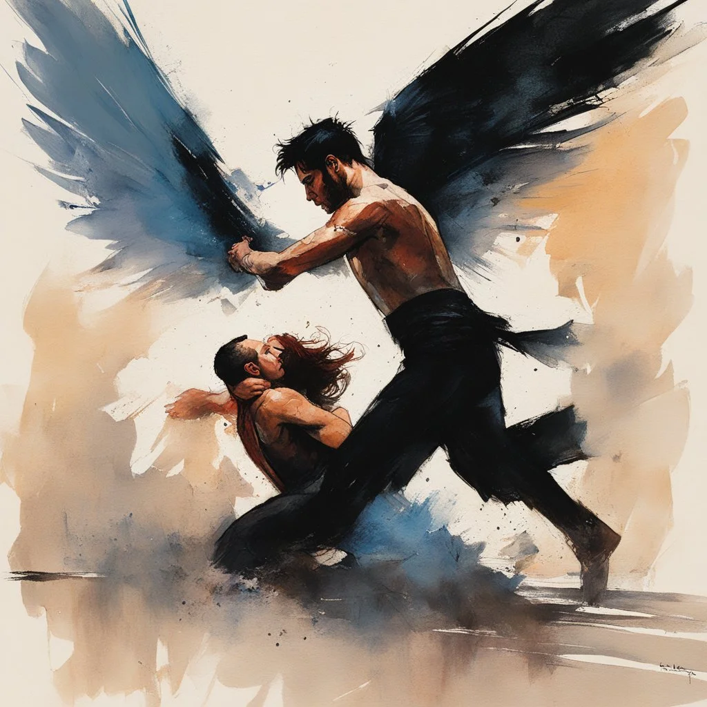 [art by Alex Maleev] Jacob wrestling with angel