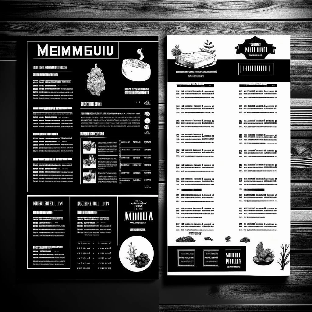 restaurant menu vector white and black