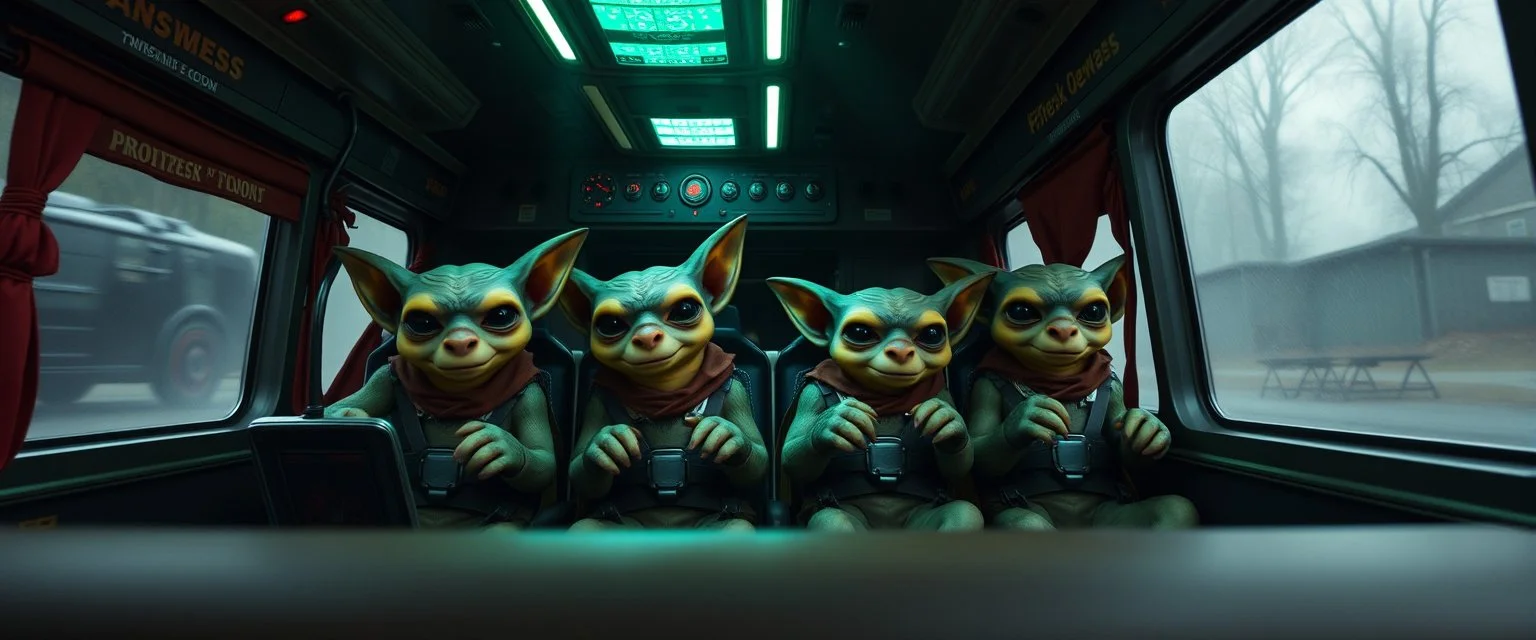 kobolds inside a stunt buss