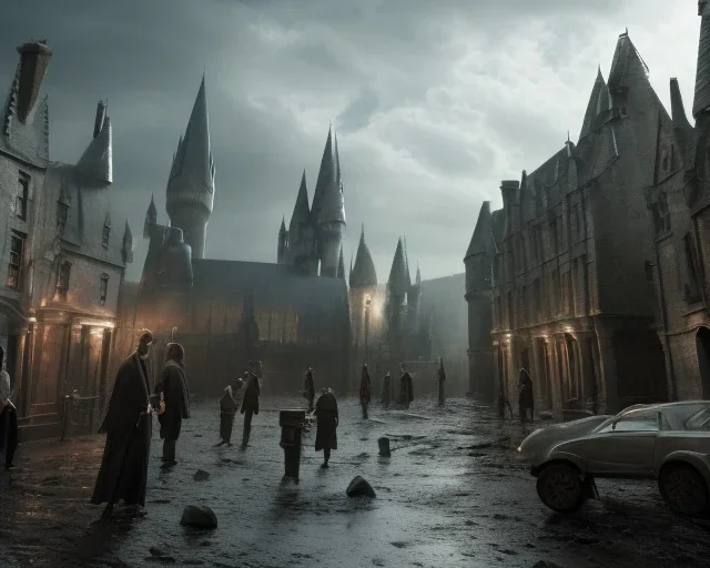 scene from harry potter and the order of the phoenix, dynamic lighting, dynamic movement, Sirius Black, Harry Potter, Remus Lupin, magic, 8k resolution, Voldemort, monochromatic, DSLR, panorama, complementary colours, splash of colour, hyperrealism, 8k resolution concept art, intricately detailed