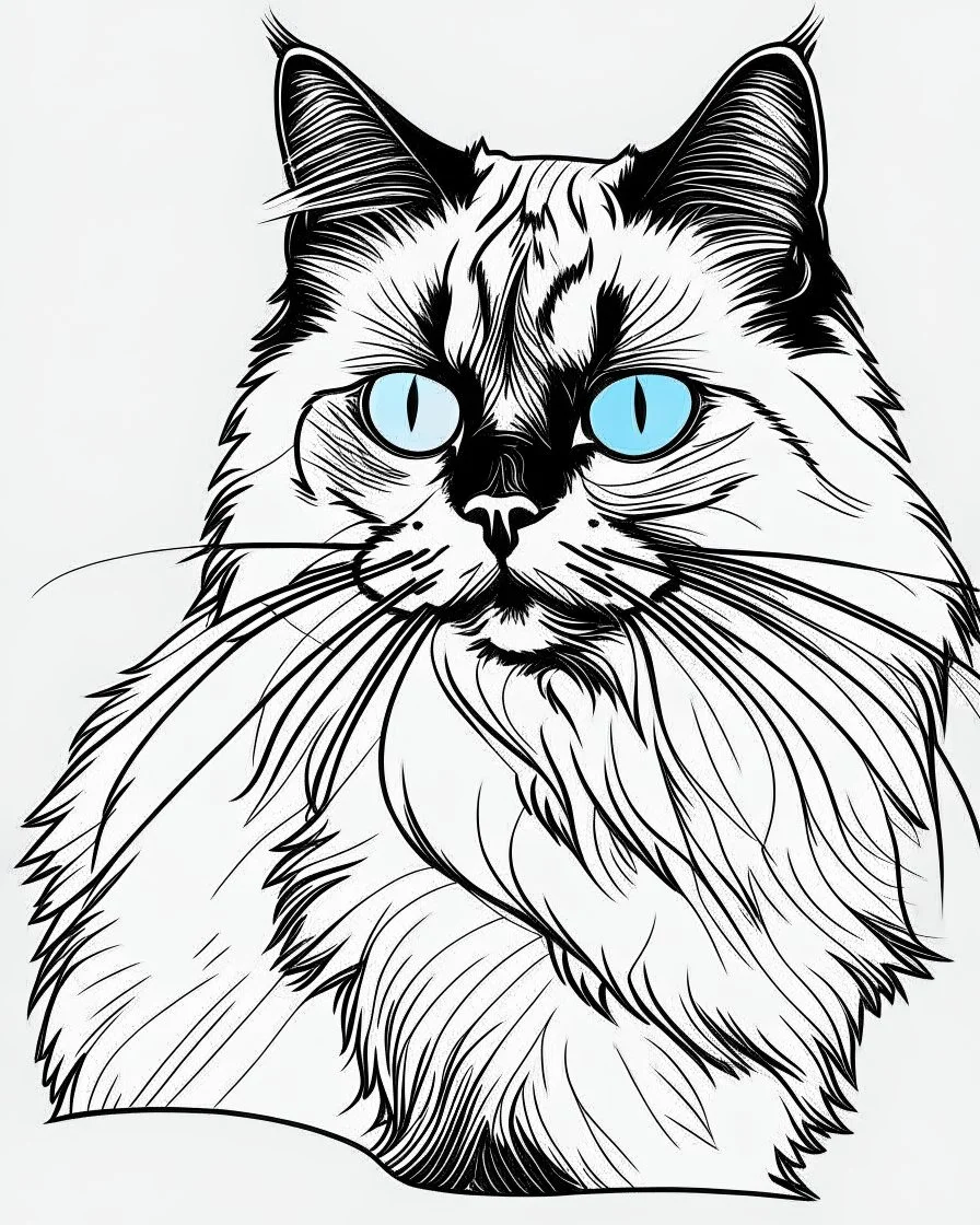 Birman Cat Breed clean sharp 64 K clipart line art