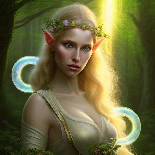 romantic fantasy spray painting, portrait of ultracute green eyed blonde robed elf poet with halo sitting in huge marble , bubbles, loosing torch in magical forest, foliage frame,star