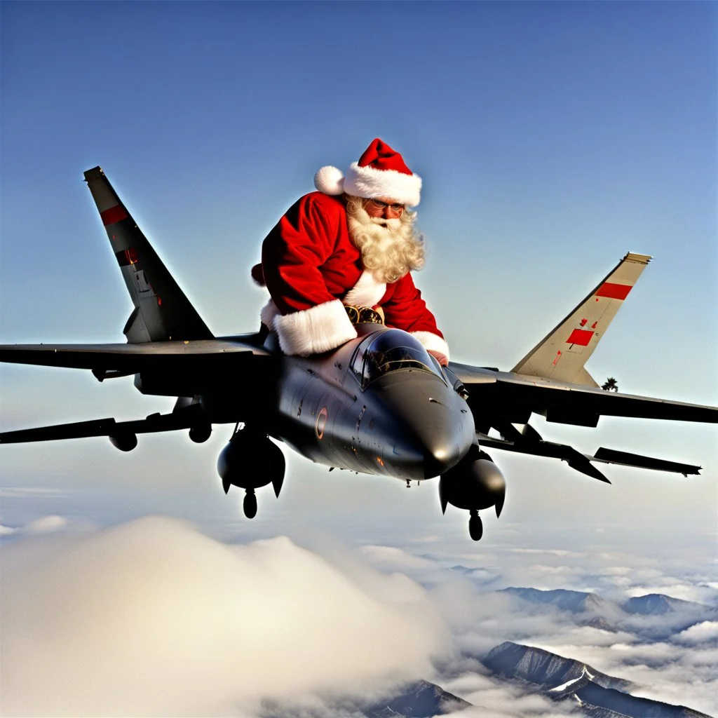 Santa Claus pilots an F-14 Tomcat