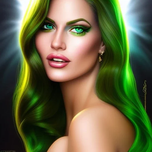 ultra detailed fullbody portrait of busty beautiful Holli Wood , extremely detailed digital painting, intrincate, extremely detailed smiling face,crystal clear Big Green eyes, in the style of Adam Hughes , mystical colors , perfectly centered image, perfect composition, rim light, beautiful lighting,8k, stunning scene, raytracing