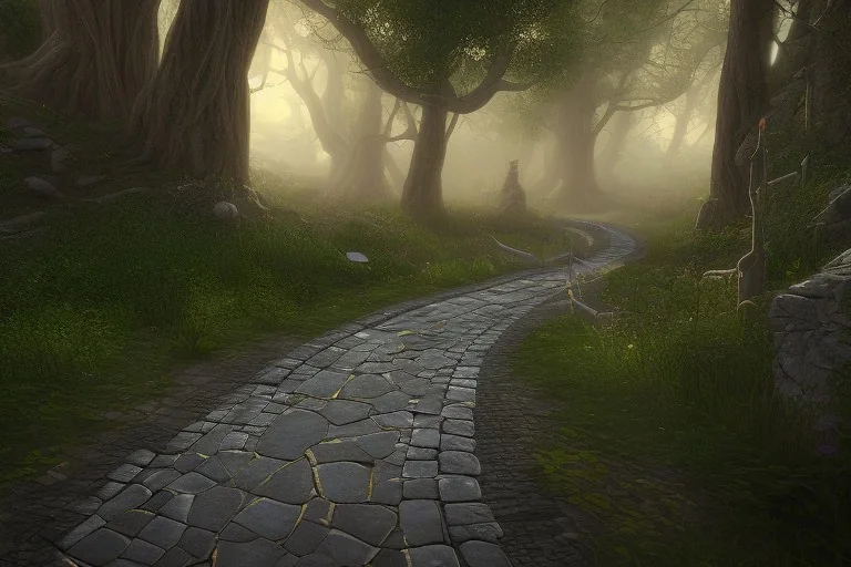  winding stone path lit