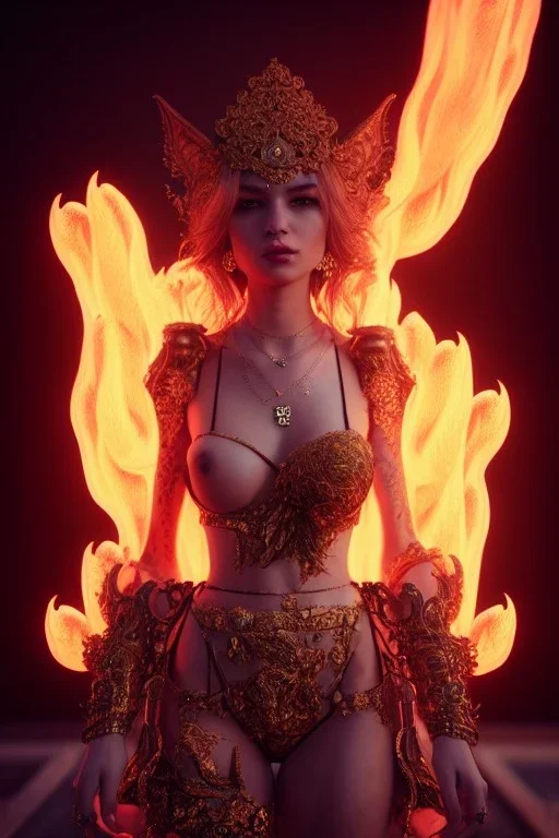 portrait of samantha cat prince set in fire, cinematic lighting, photorealistic, ornate, intricate, realistic, detailed, volumetric light and shadow, hyper HD, octane render, unreal engine 5 insanely detailed and intricate, hypermaximalist, elegant, ornate, hyper-realistic, super detailed --v 4