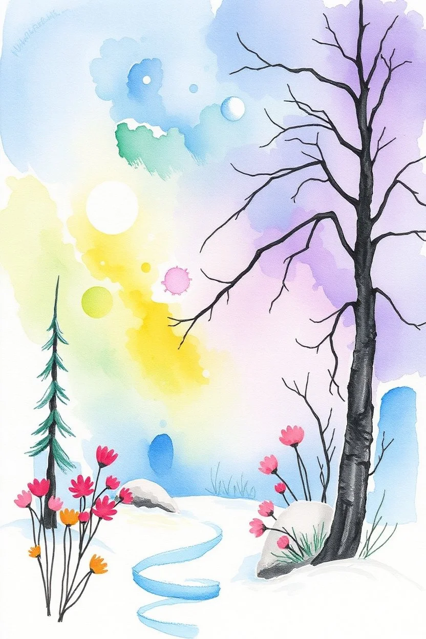 SKETCH WATERCOLOR PASTEL COLOURS - “The Ice Garden”