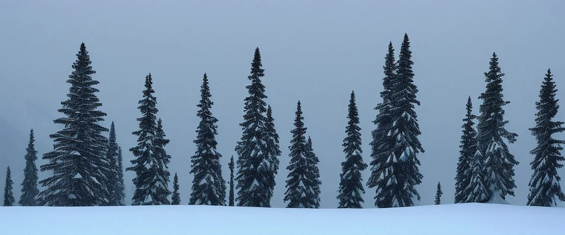 mountain range pine wood in the snow by Andrea del sarto