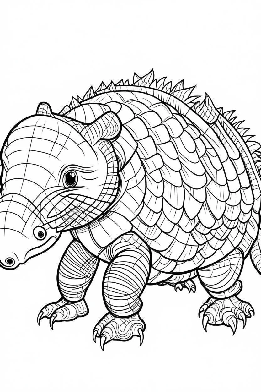 outline art for Armadillo Pup coloring pages with sitch, white background, Sketch style, full body, only use outline, toddlers style, clean line art, white background, no shadows and clear and well outlined.